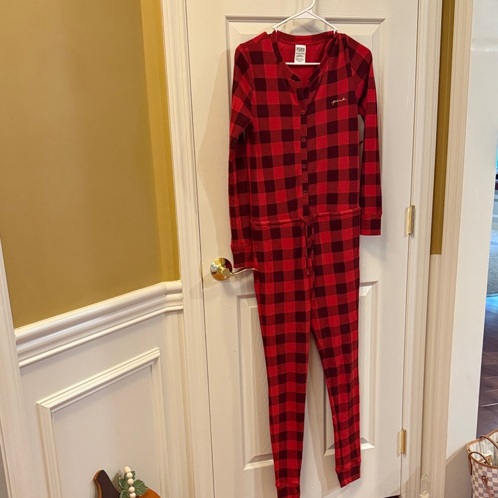 PINK Victoria's Secret Red Checkered Kids Pajama Set